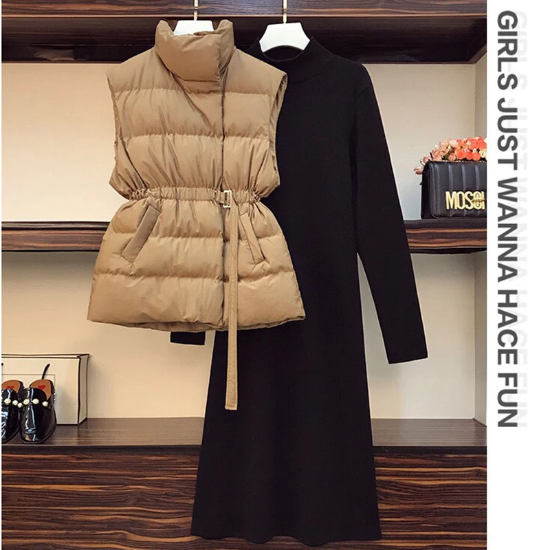 maxi puffer coat Winter 2021 Plus Size 2XL Women Vest New Harajuku Loose Vest Jacket Fashion High Waist Cotton Belt Vest Coat petite long puffer coat