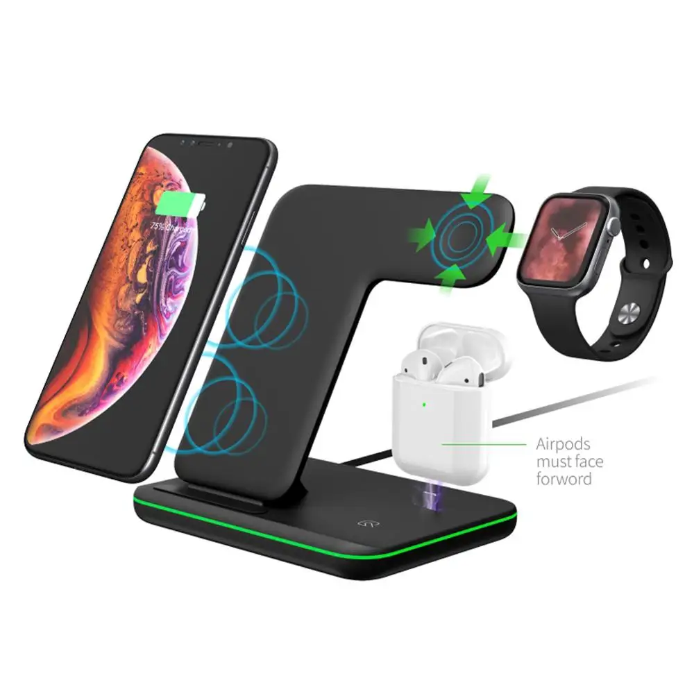 AZiMiYO 15 Вт Qi Беспроводное зарядное устройство для Iphone X 8 11 Pro Max Быстрая зарядка Подставка для Apple Airpods Pro 1 2 Watch 5 4 3