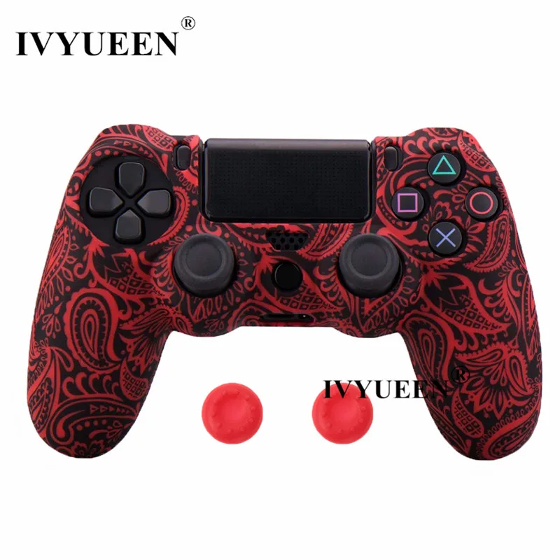 IVYUEEN 44 цвета силиконовый Камуфляжный защитный чехол для sony Dualshock 4 PS4 DS4 Pro тонкий контроллер ручки джойстик колпачки - Цвет: Red Leaf