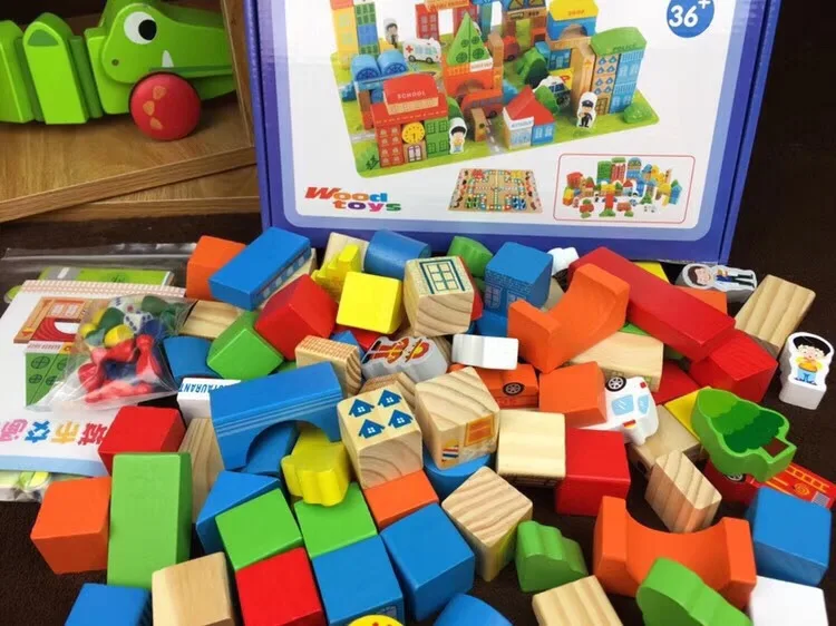 

Auspicious Bird 100 Tablets City Traffic Product Wooden 1-2 a Year of Age 1-3-6 Years Old Baby Children'S Educational Wooden Toy