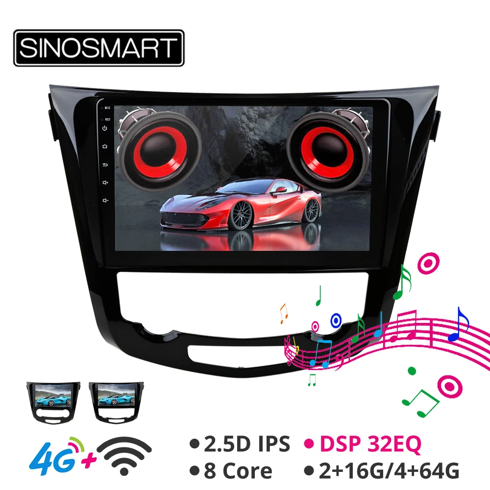  SINOSMART 8 Core CPU DSP Car Navigation GPS Player for Nissan X-trail/Qashqai/Duali 2013-2018 Suppo