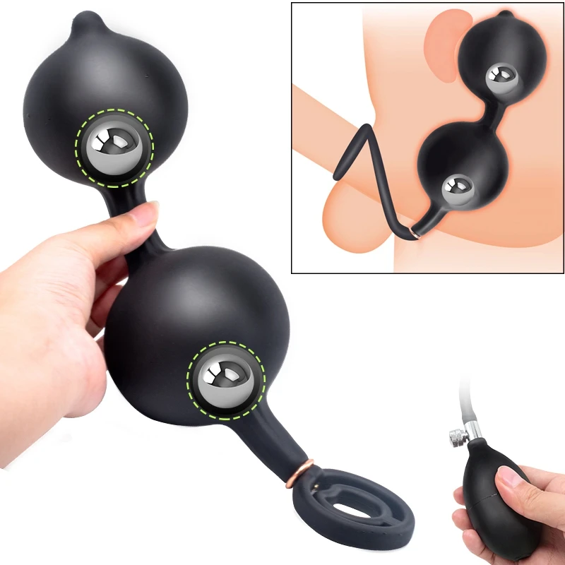 Huge Inflatable Anal Plug Prostate Massager Vagina Anus Expansion Beads Big Butt With Metal Ball Sex Toys For Men Woma | Красота и