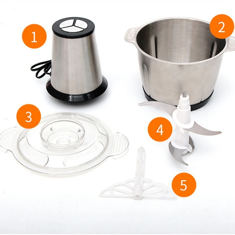 Stainless Steel Eu Plug Meat Grinder Chopper Electric Automatic Chopper Household Grinder Food Processor