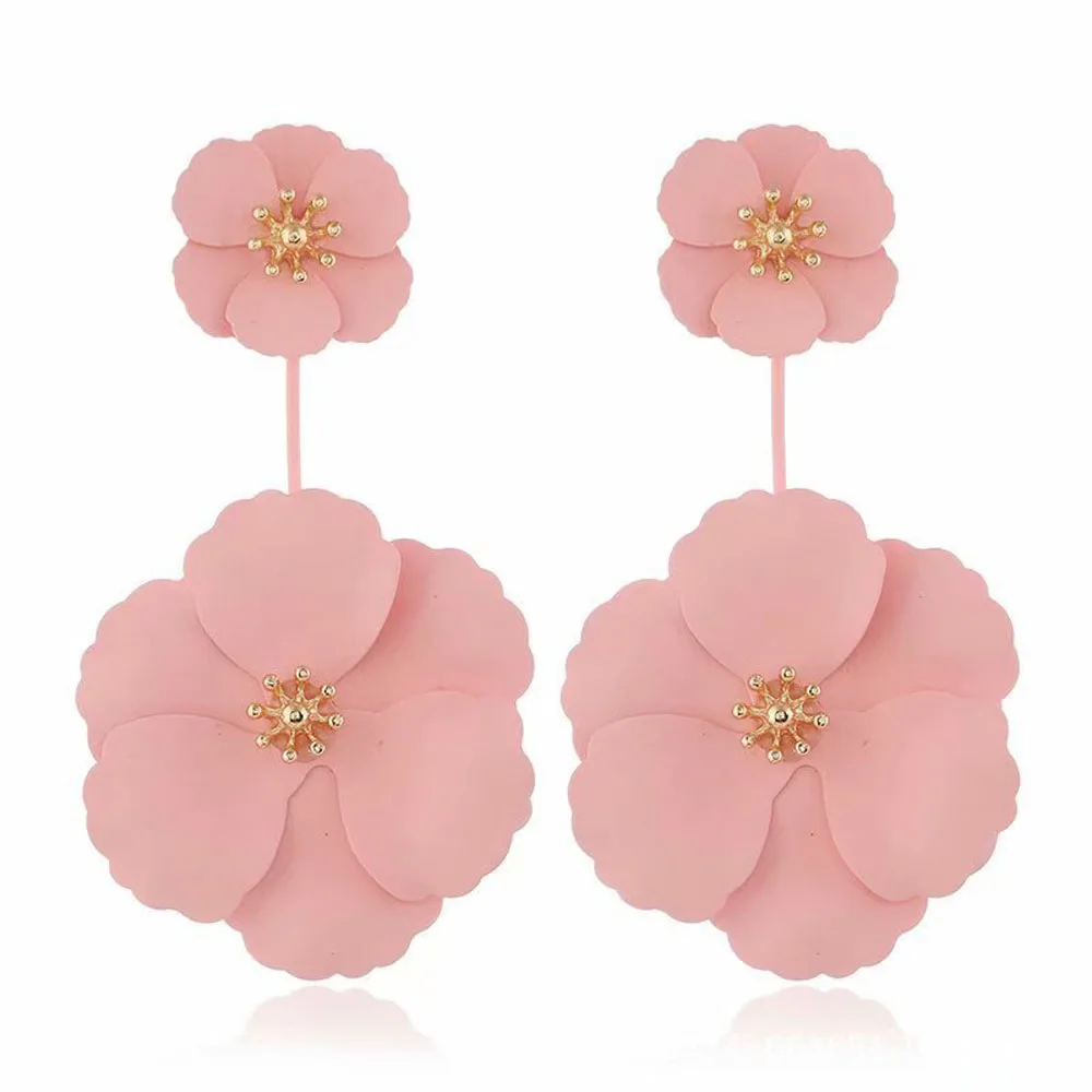 pink Корейские серьги для женщин, модные ювелирные изделия, аксессуары, длинные серьги-гвоздики, бохо серьги, длинные висячие серьги в виде цветка для женщин - Окраска металла: pink