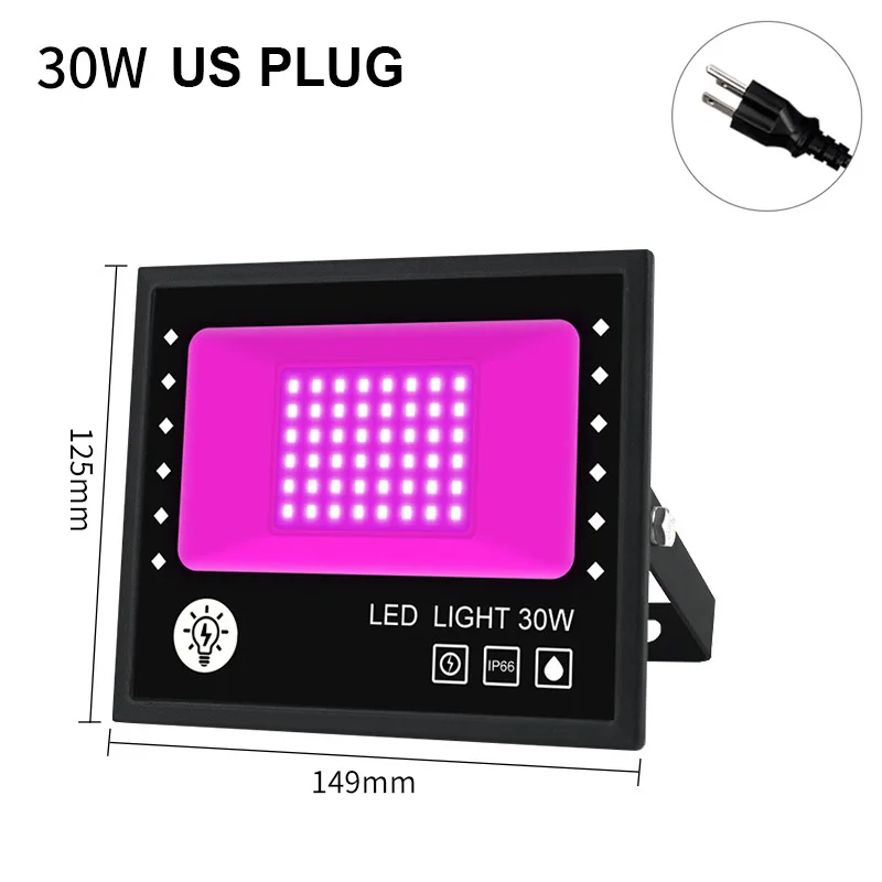 Waterproof UV Flood Lights 30W 60W 100W LED Stage Spotlight UV Black Light with on/off switch Dance Party Stage Aquarium Neon led motion sensor flood lights