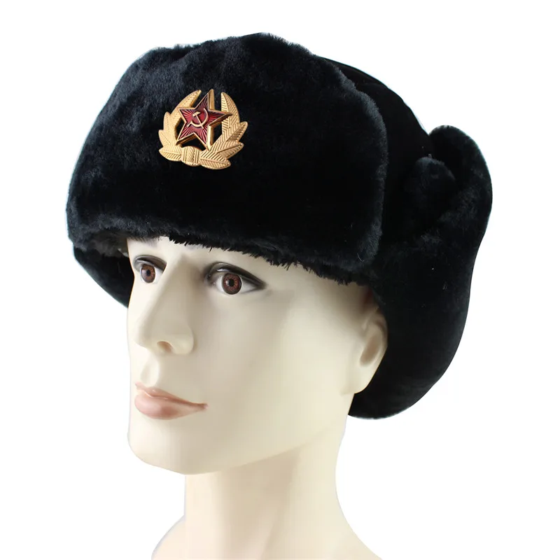 Soviet-Army-Military-Badge-Russia-Ushanka-Bomber-Hats-Pilot-Trapper-trooper-Hat-Winter-Faux-Rabbit-Fur (1)