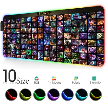 

League of legends RGB Mouse Pad Gamer Accessories Large LED MousePad Gaming PC Desk Mats Computer persona Mat with Backlit