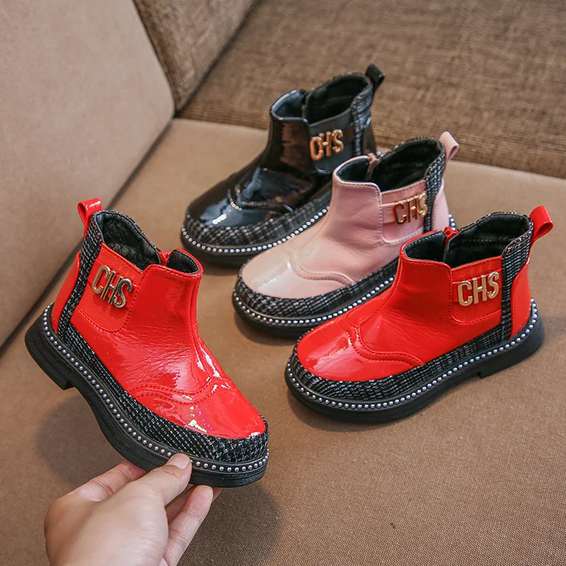 

CHILDREN'S Shoes Girls Martin Boots Short Boots Leather Boot 2019 Autumn And Winter New Style Anti-slip Korean-style Fashion War