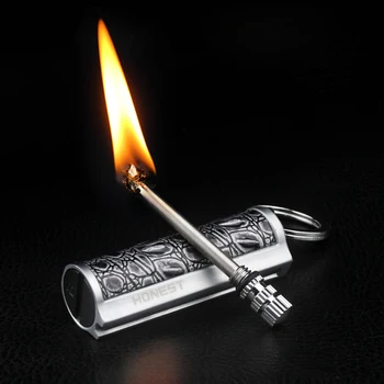 

Free Fire Metal Retro Match Lighter Flint Fire Starter Torch Kerosene Oil Flame Lighter Creative Men's Gift Can Be Refueled Lighter Portable Outdoor Survival Safety Tool Hiking Camping Instant Emergency Fire Starter