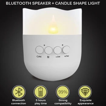 

Bluetooth LED Candle-Shape Mini Speaker Waterproof Wireless Smart Light Music Player Support TF Card Playing For Home Bedroom