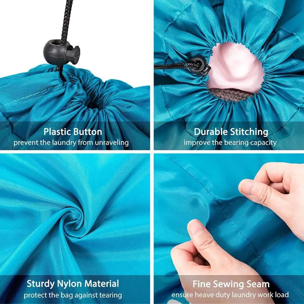 Large Nylon Laundry Bag Wash Travel Storage Pouch Machine Washable Dirty Clothes Organizer Wash Drawstring Bag For Home