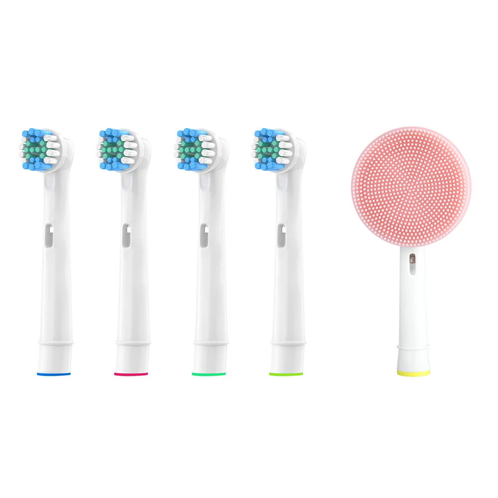 Facial Cleansing Brush Head and 4pcs Replacement Brush Heads For Oral-B Electric Toothbrush Fit Advance Power/Pro Health/Triumph facial cleansing brush suitable for oral b toothbrush head electric toothbrush handle facial massager and cleanser brush heads