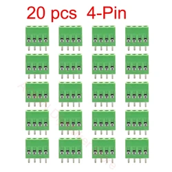 Bornier PCB à 4 broches 2.54mm, 20 pièces, bornier à vis 150V 6A 