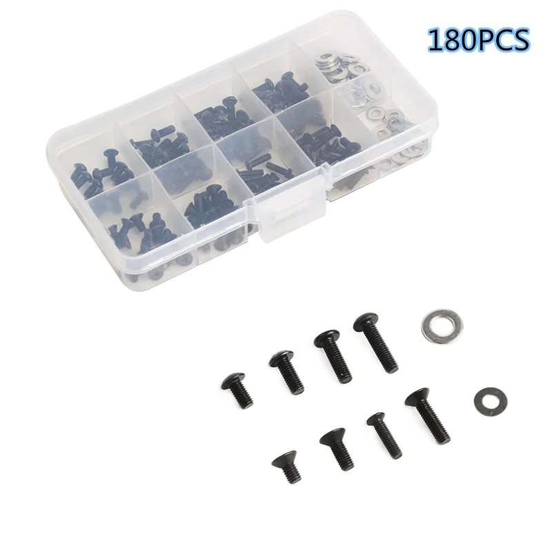 

180Pcs Remote Control RC Car PartsInner Hex Screws Box Set For 1/10 HSP Traxxas Tamiya HPI Kyosho D90 SRC10