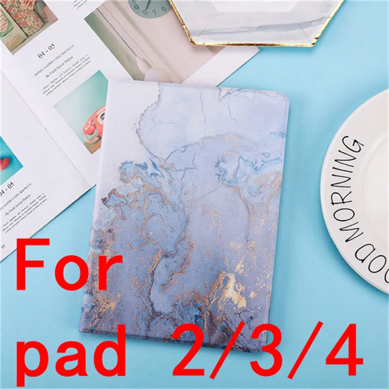 Для iPad 9,7 чехол A1893 чехол для планшета pc задняя мраморная искусственная кожа смарт-чехол для iPad 5 6 Air 2 Mini 1 2 3 4 5# S - Цвет: blue
