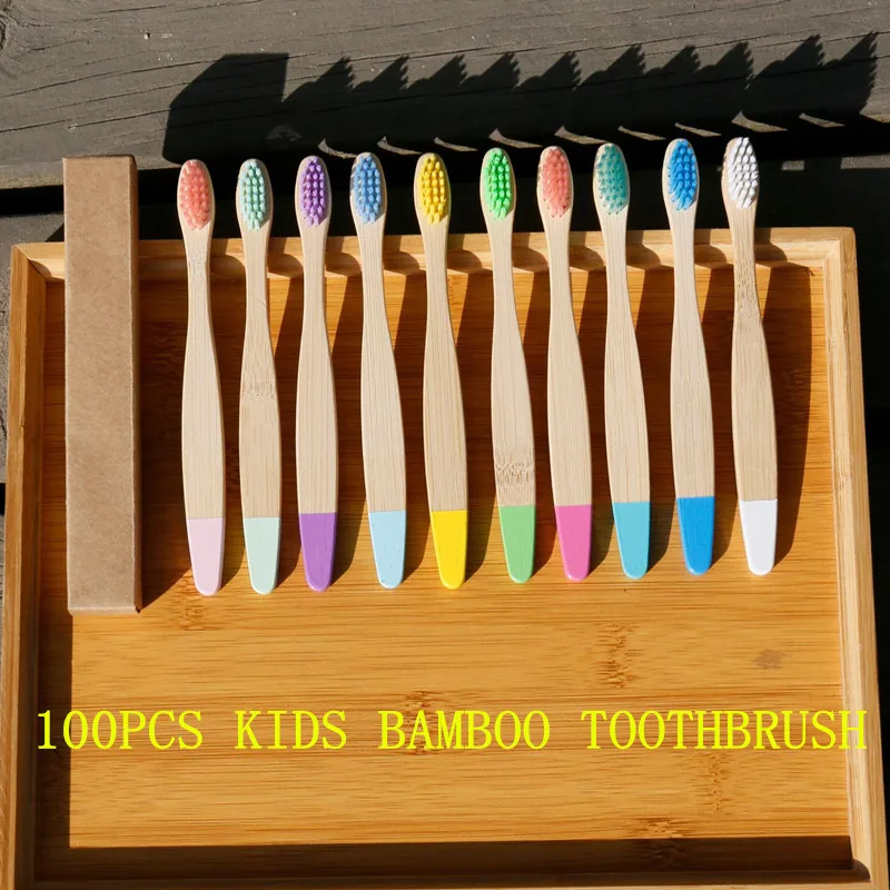 

New style Kids Toothbrushes Eco-Friendly Bamboo Soft Fibre Toothbrush Biodegradable Teeth Brush for Children Solid Bamboo Handle