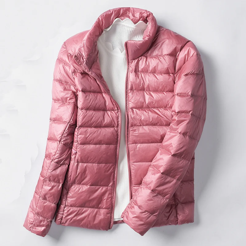 En Ligne Femmes court Bomber veste Ultra mince Super léger 2019 printemps automne dames mince manteau vestes Stand cou femme canard vers le bas manteaux