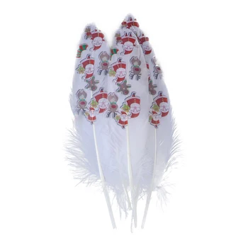 

10PCS Natural Goose Feathers Diy Craft Festival Decoration Accessory 15-20 CM/6-8 " Decorative feather Printing Pattern Wholsale