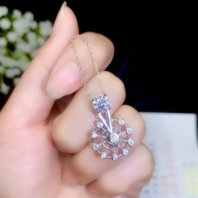 Kkmall Store круглые серебряные подвески Moissanite 1.00ct D VVS Роскошные Подвески Moissanite серьги-гвоздики 925 ожерелья