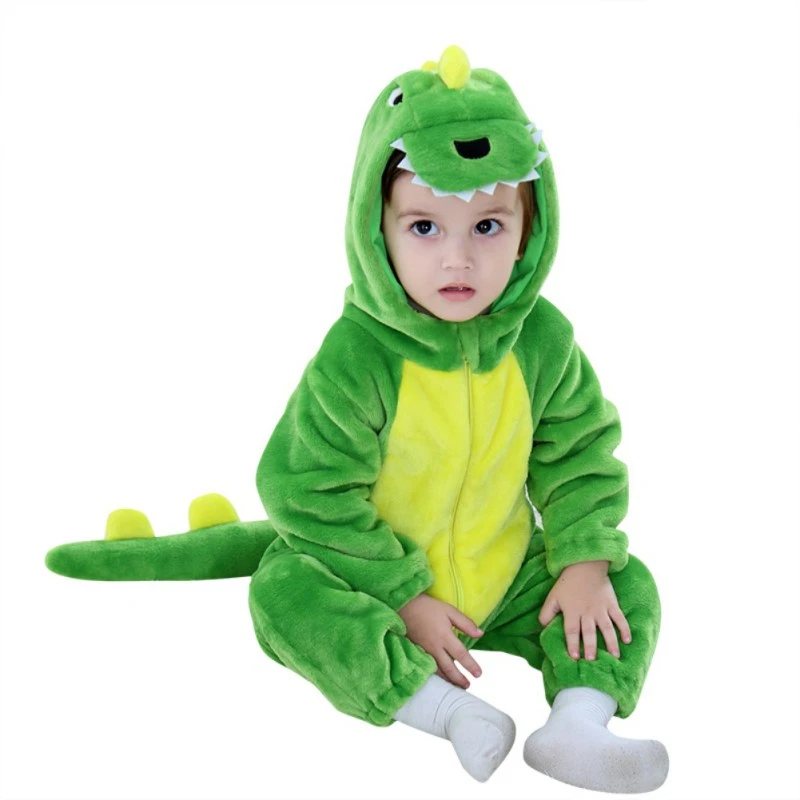 Mamelucos para dinosaurio invierno recién nacido Ropa para bebé (niño o niña) gorro de franela dibujos animados monos larga Animal|Peleles| - AliExpress