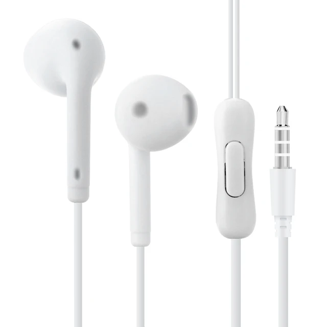Portable Wired Universal 3.5mm Earphone Music Headsets Earbuds Stereo Gaming Earphones With Micphone For iPhone Xiaomi Huawei White