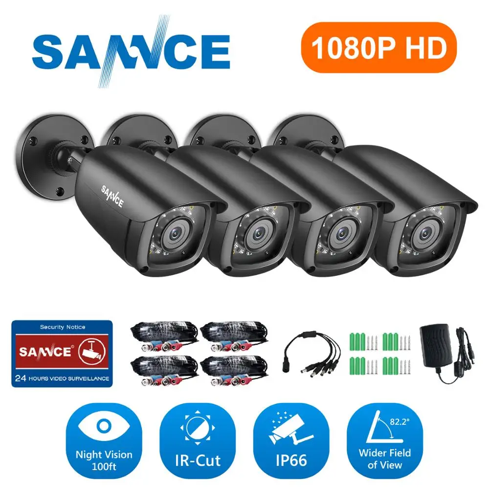 Online SANNCE 2MP 1080P HD sistema de vigilancia de seguridad Cámara IR Cut visión nocturna grabación de Audio Kit de cámara de vivienda impermeable