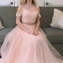 Двухсекционное платье для выпускного вечера с квадратным холодным плечом и шлейфом, розовое Тюлевое платье для выпускного вечера с бисером