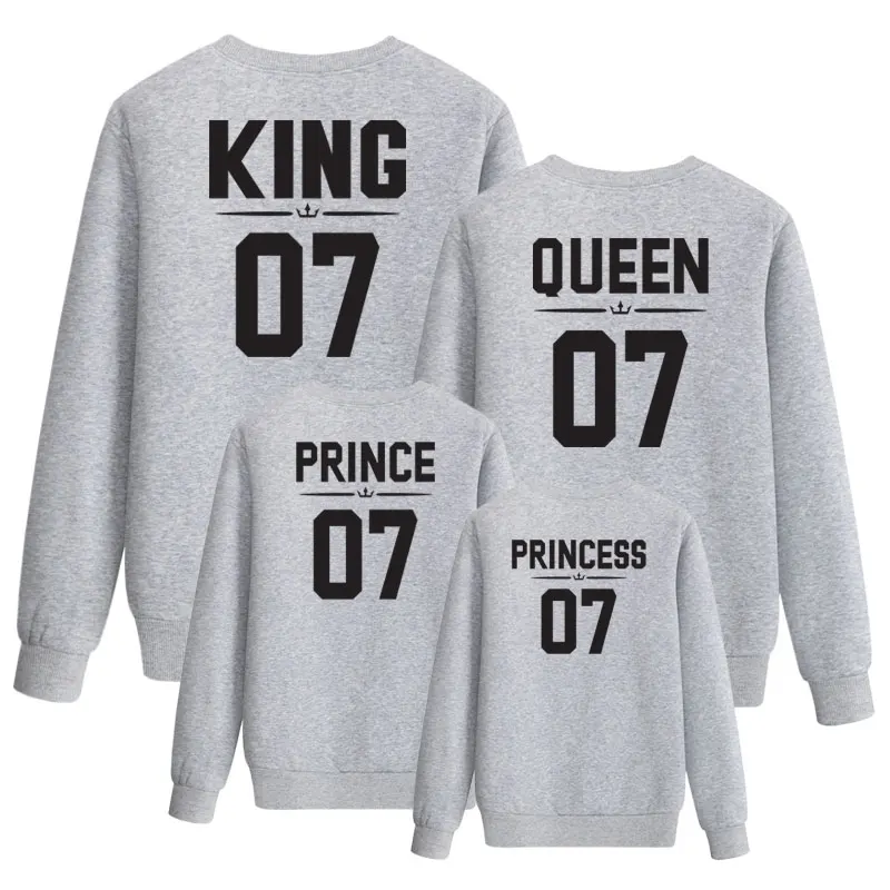 king queen prince princess matching sweatshirt for mother daughter father son outfits daddy mommy and me clothes family look mum