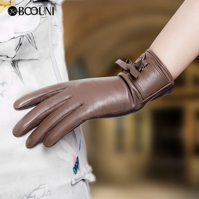 Camel Женские модные перчатки из натуральной кожи; сезон осень-зима; бархатные модные обтягивающие теплые перчатки из овечьей кожи высокого качества; NW725-3 - Цвет: Camel