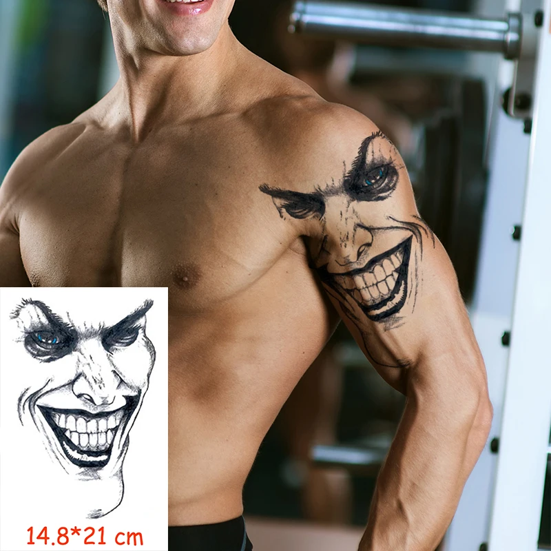 Водостойкая временная татуировка наклейка улыбка клоун тату Водная передача поддельные тату флеш-тату женщина мужчина ребенок 14,8*21 cm