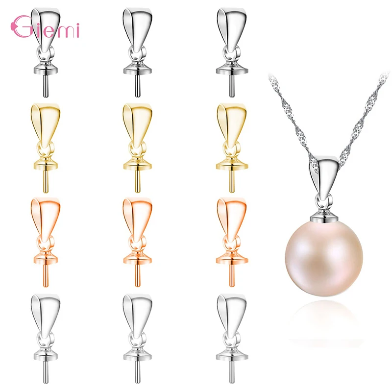 

100pcs/Lot Small Clasp Nail Screw Pinch Clip Bail Beaded Pendant DIY Jewelry Accessories 925 Sterling Silver Jewellry Findings