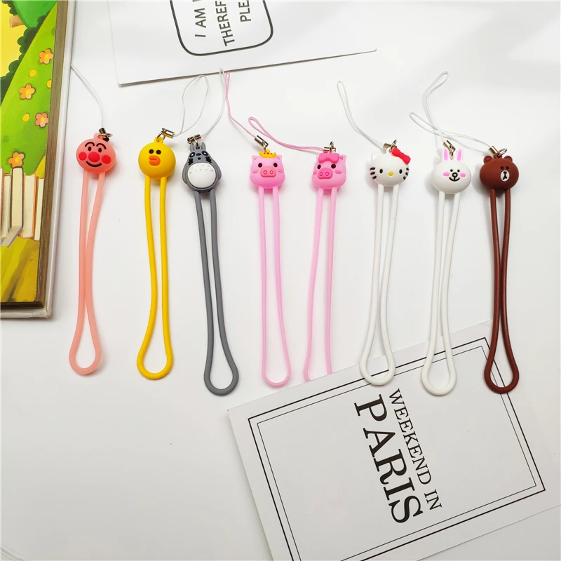 

Cute Cartoon Silicone Wrist Straps Hand Lanyard For Phones IPhone X Samsung Camera GoPro USB Flash Drives Keys Phone Accessories