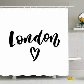 

Shower Curtain Set with Hooks 72x72 Greeting London On Capital Brush Travel United Kingdom Ink Hand Signs Symbols Names