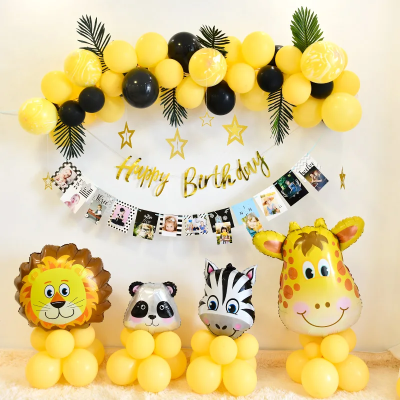 Baby Happy Birthday Scene Arrangement Child Theme Party Background Wall Decoration Years Balloon Package | Дом и сад