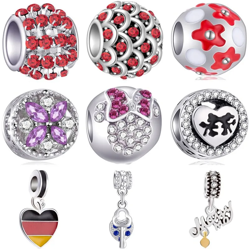 

High Quality Luxurious Key Star Snake Skateboard Evil Eyes Flower Mickey Beads Fit Pandora Charms Beads for Women Making Jewelry