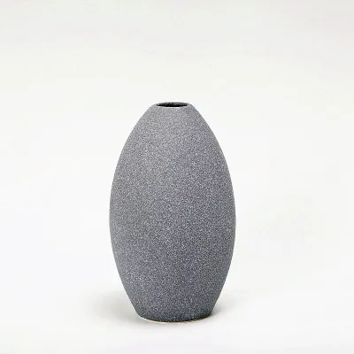 Europe small vase Grind glaze ceramics Black blue Grey vases Flower arts and crafts home decoration accessories modern - Цвет: C  21x155x91mm
