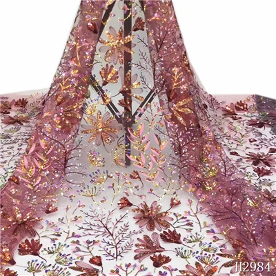 3D flowe кружевная ткань французская Тюлевая кружевная… с блестками сетка кружева высокого качества вышитые нигерийские кружева ткань для невесты X2984 - Цвет: As Picture
