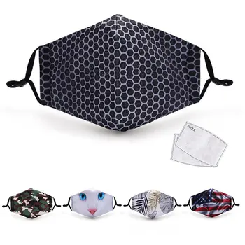 

3D Esthetic Vintage Printing Anti Dust Mask Half Face Cover Hazproof Mouth Mask Adult PM2.5 Protective Filter Fabric Respirator
