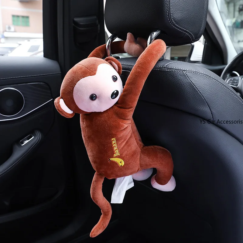 

Universal Car Armrest Box Tissue Box Cover Holder Creative Cartoon Monkey Cute Tissue Box Car Styling Interior Accessories