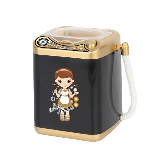 Mini Electric Washing Machine Toy Kids Plastic Dollhouse Toy Makeup Cleaner Washer With Dehydration Function 6