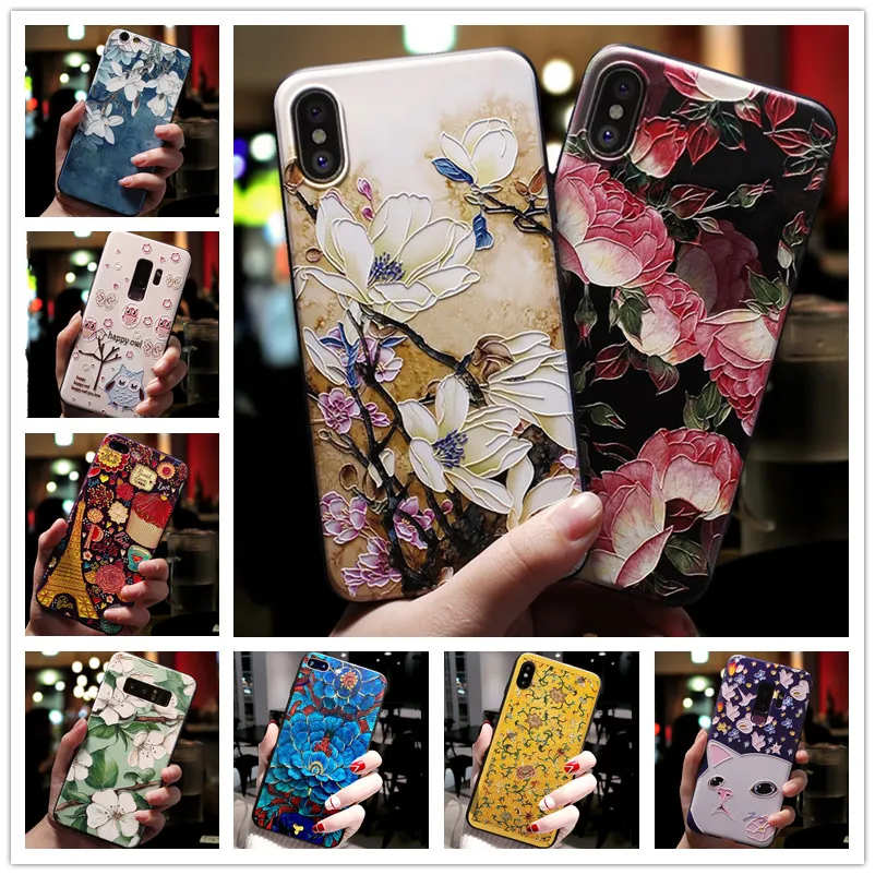 

For Huawei Honor 8S case 3D Flower Emboss Silicone Phone Cases For Huawei Y5 2019 Cover Honor8S 8 S Coque Nova 7i Y6S 2019 SOFT