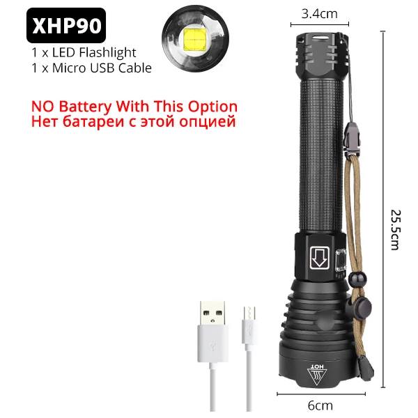XHP90 самый мощный светодиодный светильник-вспышка XLamp 18650 26650 Zoom фонарь XHP70.2 USB Перезаряжаемый Тактический светильник для кемпинга и охоты - Испускаемый цвет: Package A