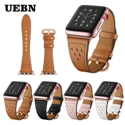 UEBN женский ремешок для apple watch 38 42 40 44 мм Классический ремешок из натуральной кожи с пряжкой для iwatch серии 4 3 2 1 пряжка розовое золото