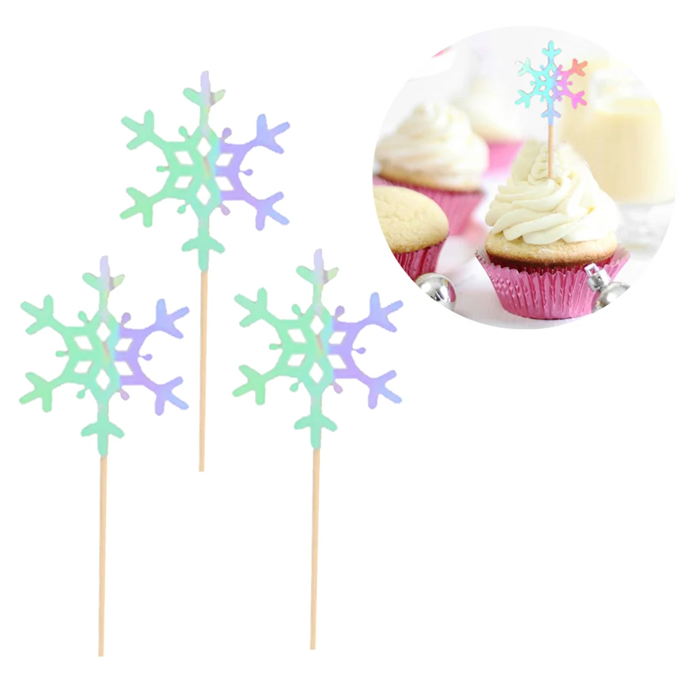 30pcs Lovely Snowflake Cake Topper Glittering Picks Cupcake Toppers Decor Party Supplies For Wedding Birthday Baby Shower | Дом и сад