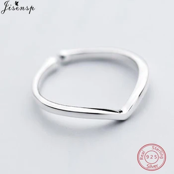 

jisensp Real 925 Sterling Silver Ring Adjustable Geometric Wave Chevrond V Shape Rings for Women Fine Jewelry plata de ley 925