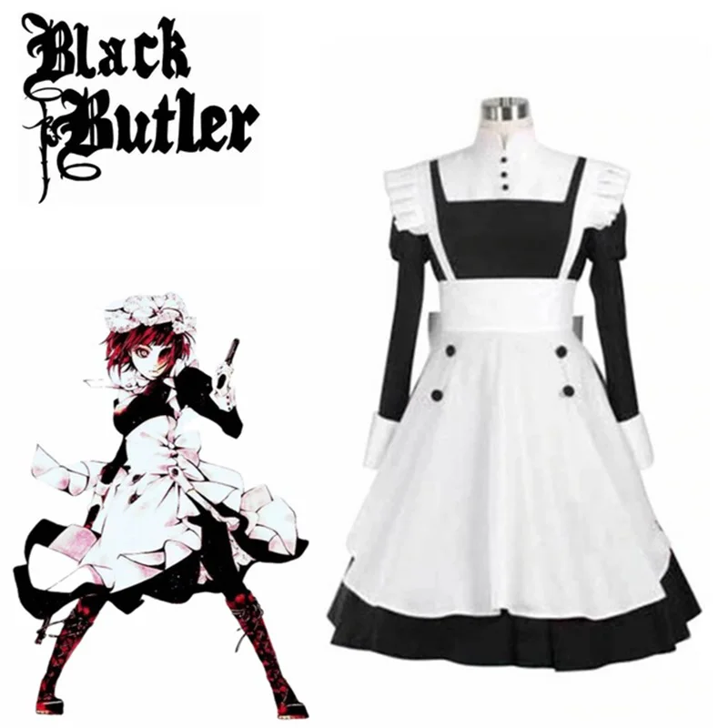 Japanese Anime Black Butler Maid Kuroshitsuji Mey Rin Maid Costume Woman  Cosplay Costumes Dress + Apron For Halloween Party - AliExpress 200000532