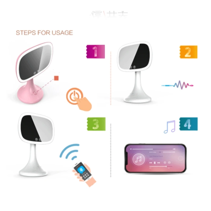 Светодиодный Bluetooth аудио настольная лампа, зеркало для макияжа, светящееся зеркало для макияжа, умный Bluetooth динамик, заполняющий светильник