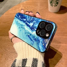  Luxury Marble Pattern Glass Phone Case for IPhone 13 12 11 Pro Max XS XR X 7 8 Plus Shockproof Cover Lens Protection Cases Coque 