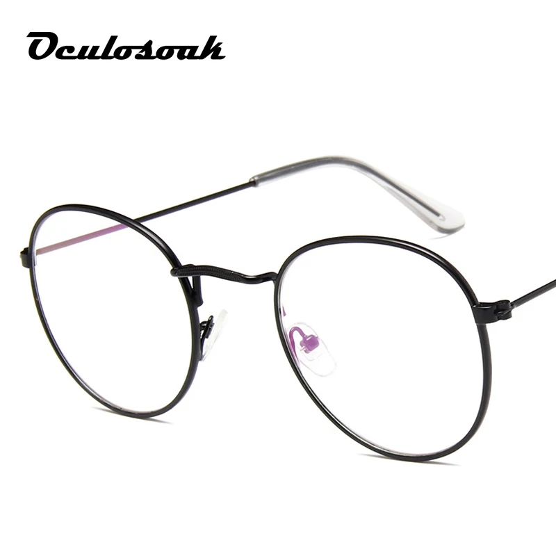 reading glasses Unisex Fashion Classic Gold Metal Frame Glasses women men Classical vintage style optical - Цвет оправы: Black