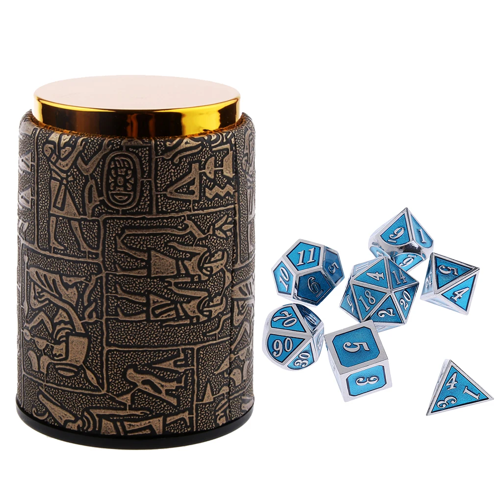7 шт Металлические многогранные игральные кости D4-D20 для игры в Подземелья и Драконы+ игральные кости Кубок# C